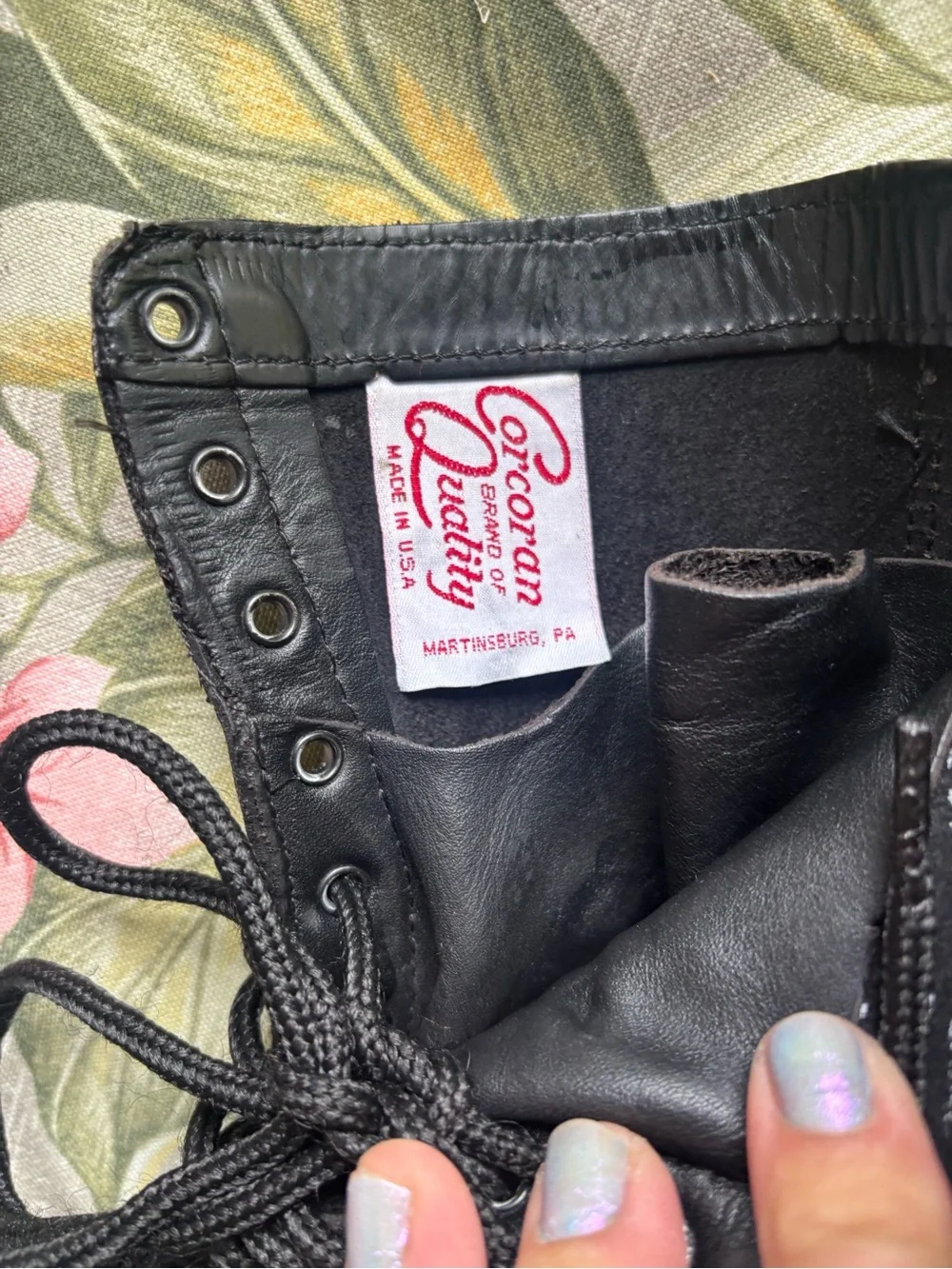 Corcoran boots Black Leather Lace-Up Combat Boots doc marten style jump boot